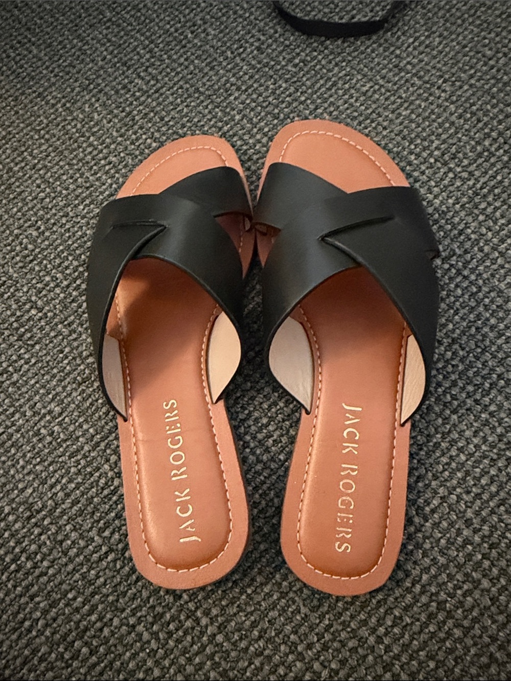 Jack Rogers Slotted Sloane X Band Leather Sandals Made in Brazil 8.5 9